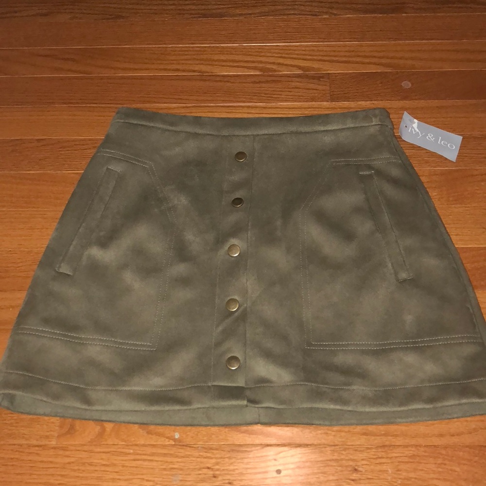 Suede Olive Green Skirt